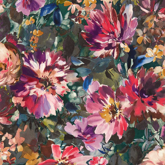Tahiti Wallpaper - Amethyst/Emerald - Clarke & Clarke - W0145/01 - Morris Wallpaper