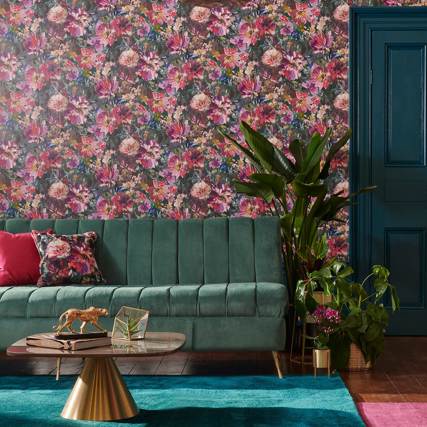 Tahiti Wallpaper - Amethyst/Emerald - Clarke & Clarke - W0145/01 - Morris Wallpaper