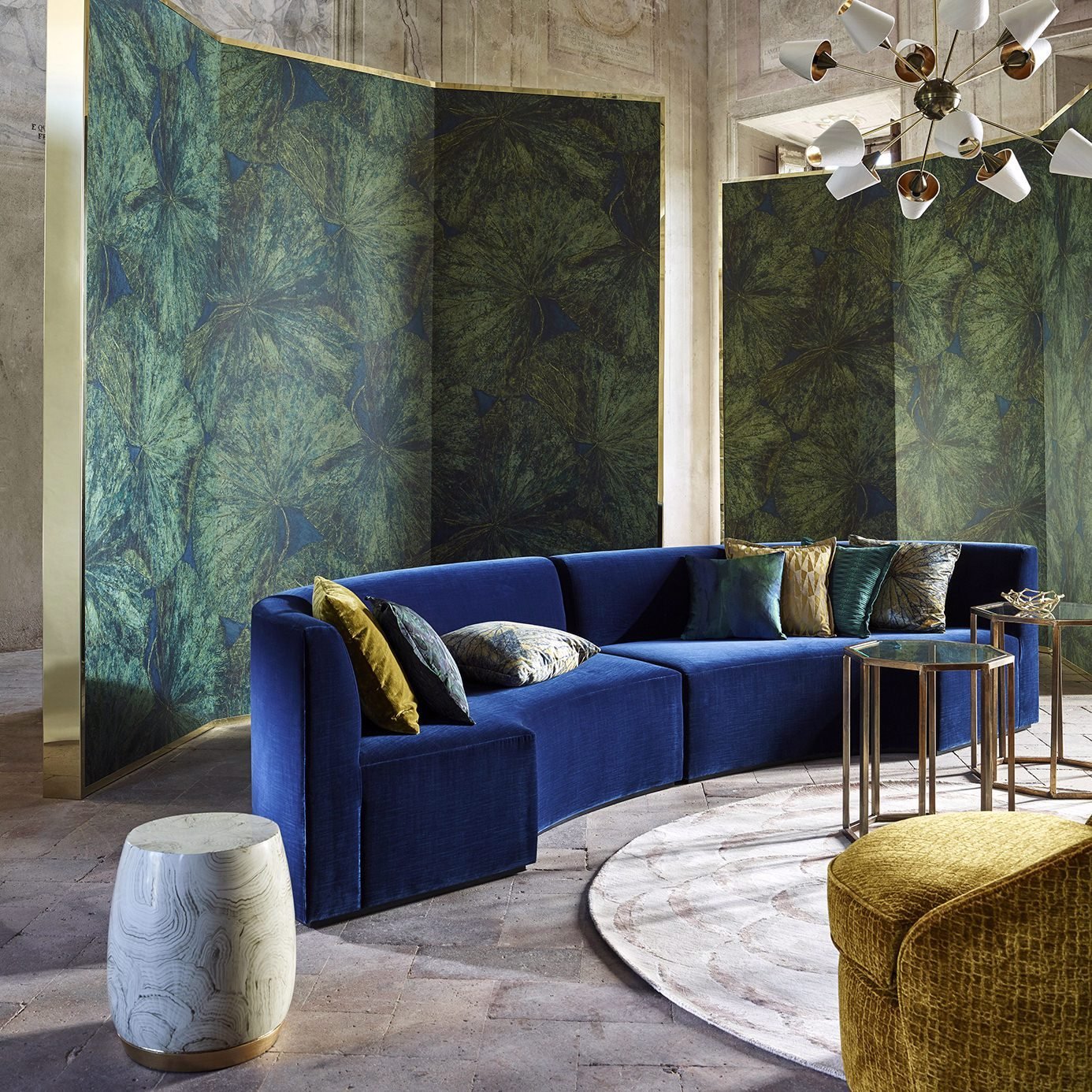 Taisho Lotus Wallpaper - Malachite/Lapis - ZTOT312725 - Zoffany - Premier Wallcovering