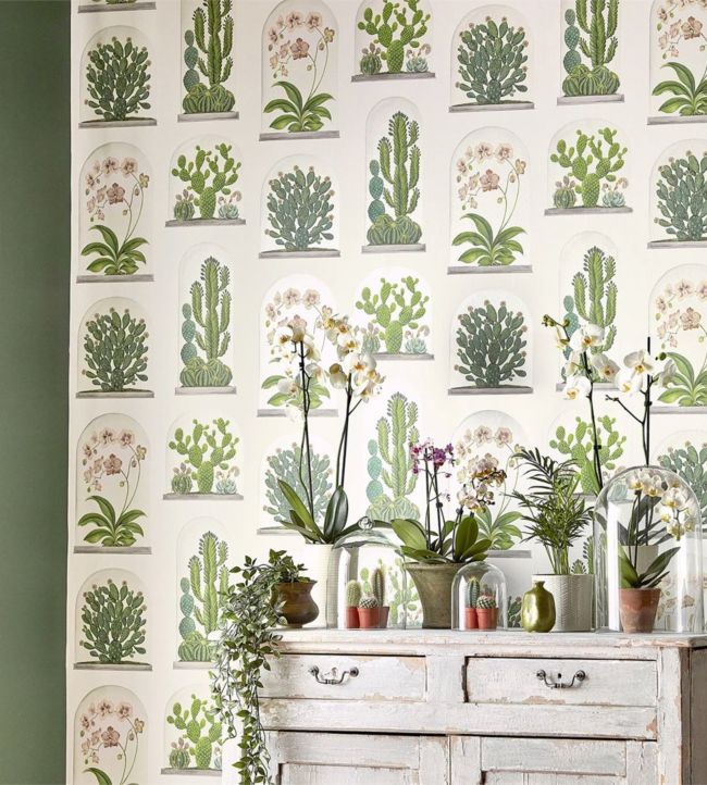 Terrariums Wallpaper - Chalk/Green - DGLW216655 - Sanderson - Morris Wallpaper