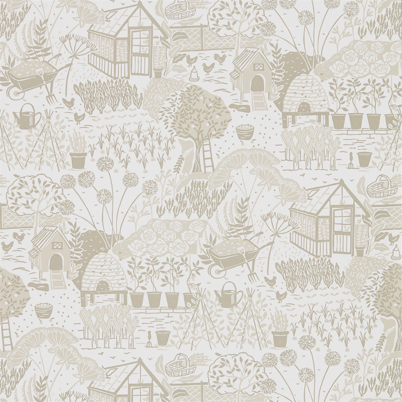 The Allotment Wallpaper - Linen - Sanderson - DHPO216353