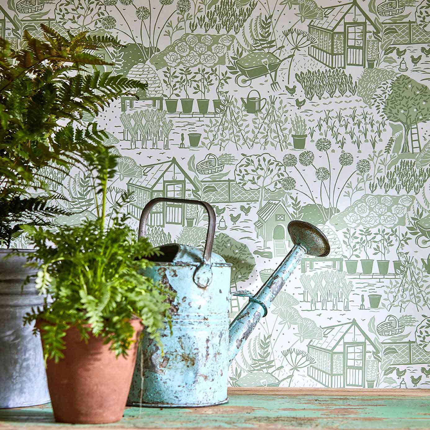 The Allotment Wallpaper - Linen - Sanderson - DHPO216353 - Morris Wallpaper