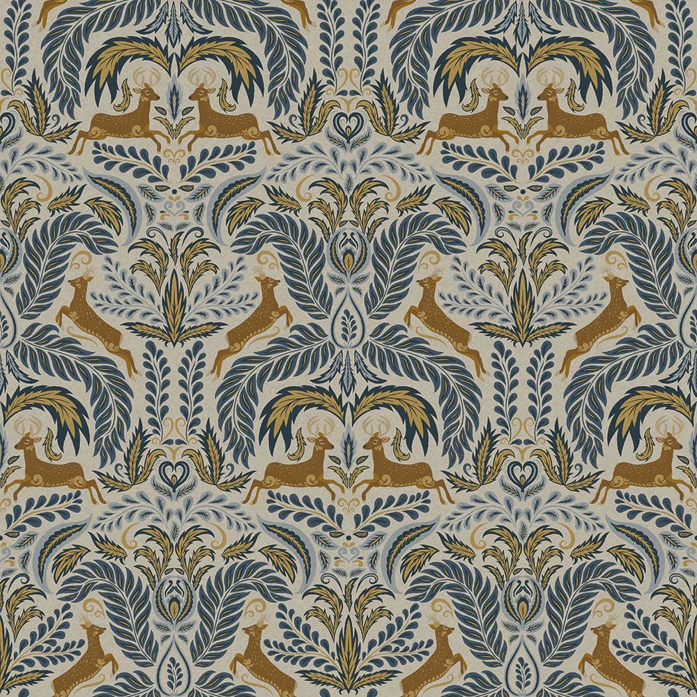 The Endearing Deer Wallpaper - Winter Blues - LAN100126 - Lucie Annabel - Premier Wallcovering