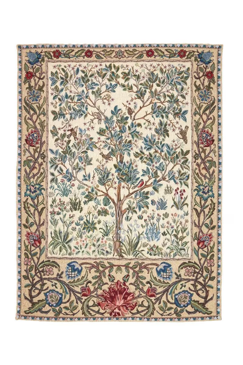 The Garden Cream Loom Woven Tapestry - 236 x 175 cm - Requires Rod Size 5 - Hines of Oxford - LW1639 - Morris Wallpaper