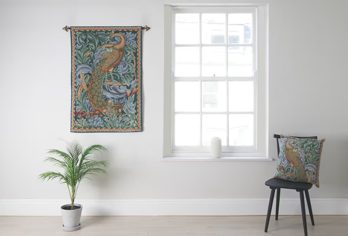 The Peacock Loom Woven Tapestry - 110 x 73 cm - Requires Rod Size 2 - Hines of Oxford - LW878 - Morris Wallpaper