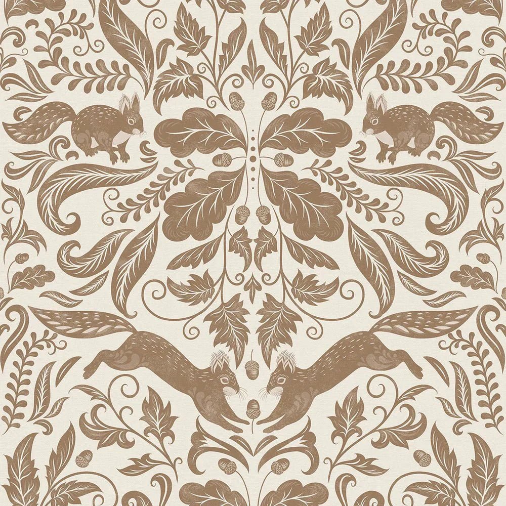 The Secret Squirrel Wallpaper - Cocoa - LAN100134 - Lucie Annabel - Premier Wallcovering