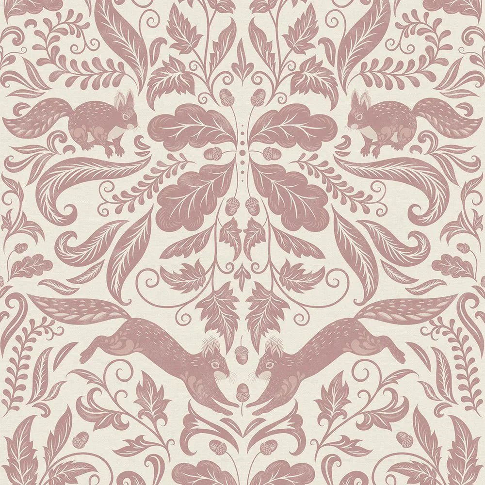 The Secret Squirrel Wallpaper - Rosewood - LAN100130 - Lucie Annabel - Premier Wallcovering