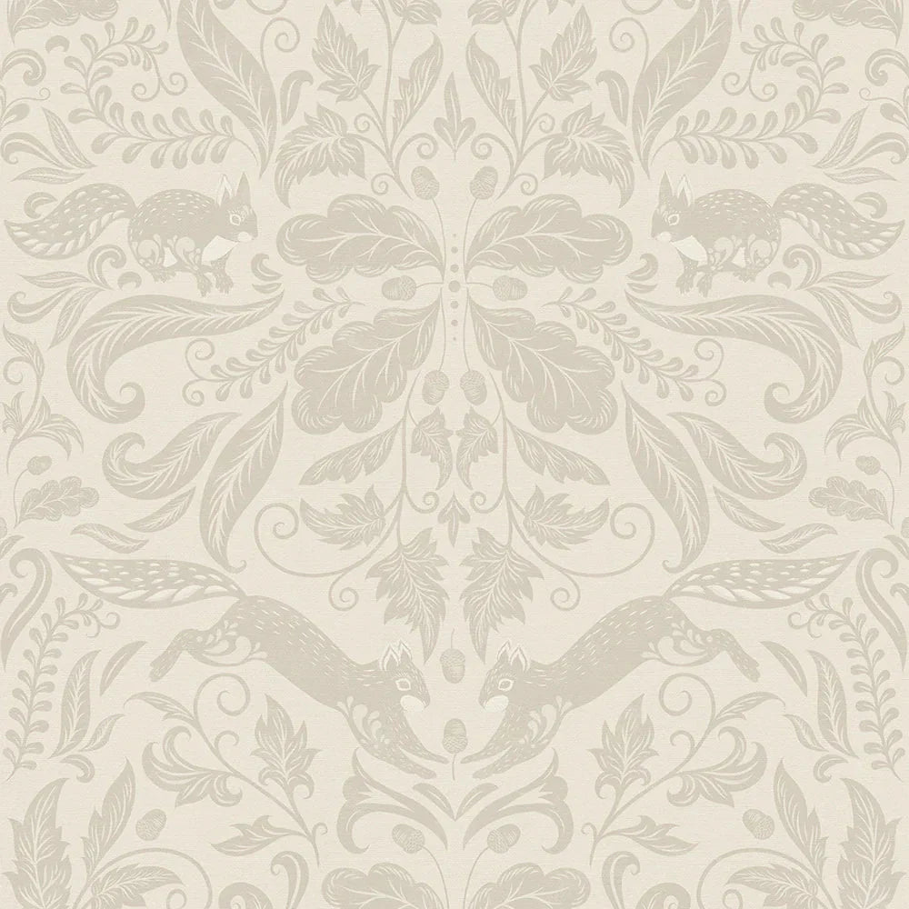 The Secret Squirrel Wallpaper - Stone - LAN100133 - Lucie Annabel - Premier Wallcovering