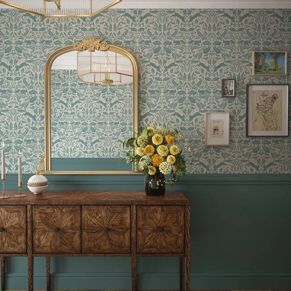 The Secret Squirrel Wallpaper - Teal - LAN100131 - Lucie Annabel - Premier Wallcovering