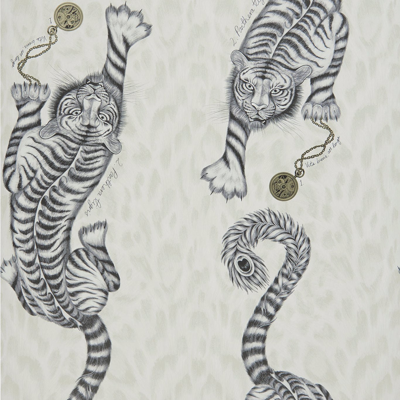 Tigris Wallpaper - Monochrome - Clarke & Clarke - W0105/02 - Morris Wallpaper