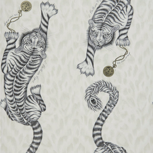 Tigris Wallpaper - Monochrome - Clarke & Clarke - W0105/02 - Morris Wallpaper