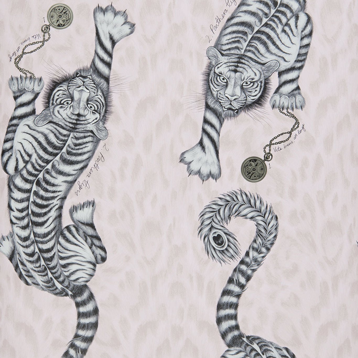 Tigris Wallpaper - Pink - Clarke & Clarke - W0105/04 - Morris Wallpaper