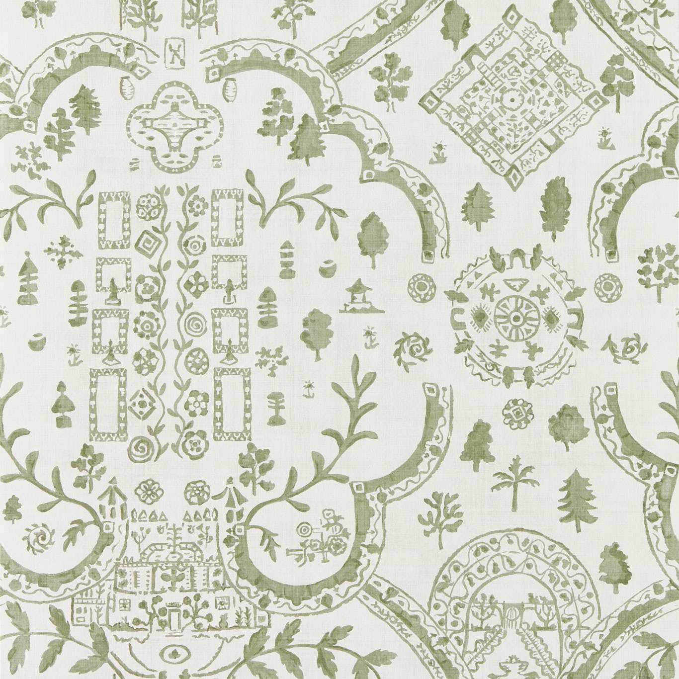 Topiary View Wallpaper - Thyme - Sanderson - DHIP217511 - Morris Wallpaper