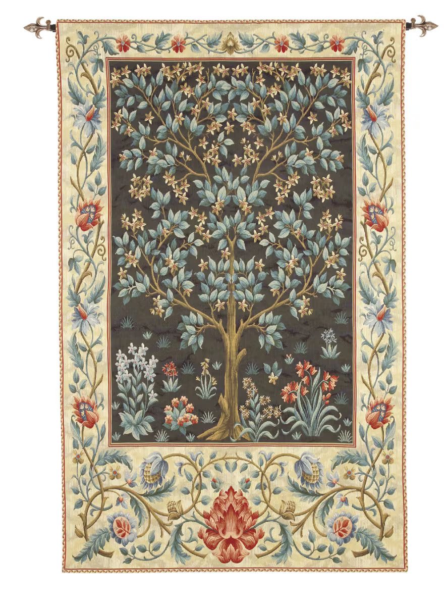 Tree of Life - Dark Loom Woven Tapestry - 180 x 142 cm - Rod Size 4 - Hines of Oxford - LW935 - Morris Wallpaper