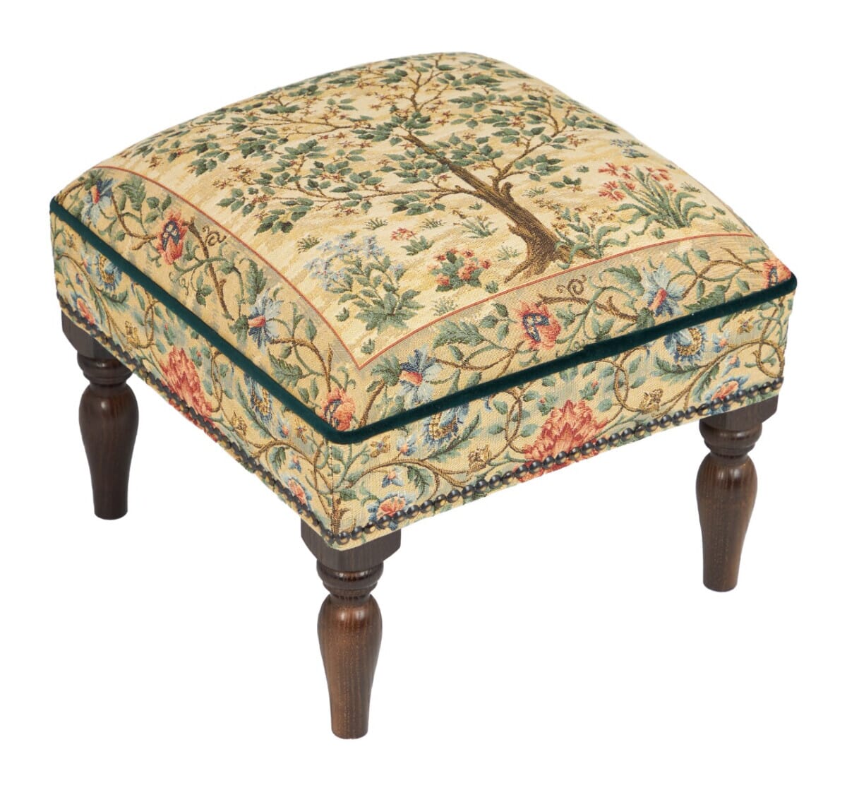 Tree of Life Light Upholstered Stool - Hines of Oxford - AS495 - Morris Wallpaper