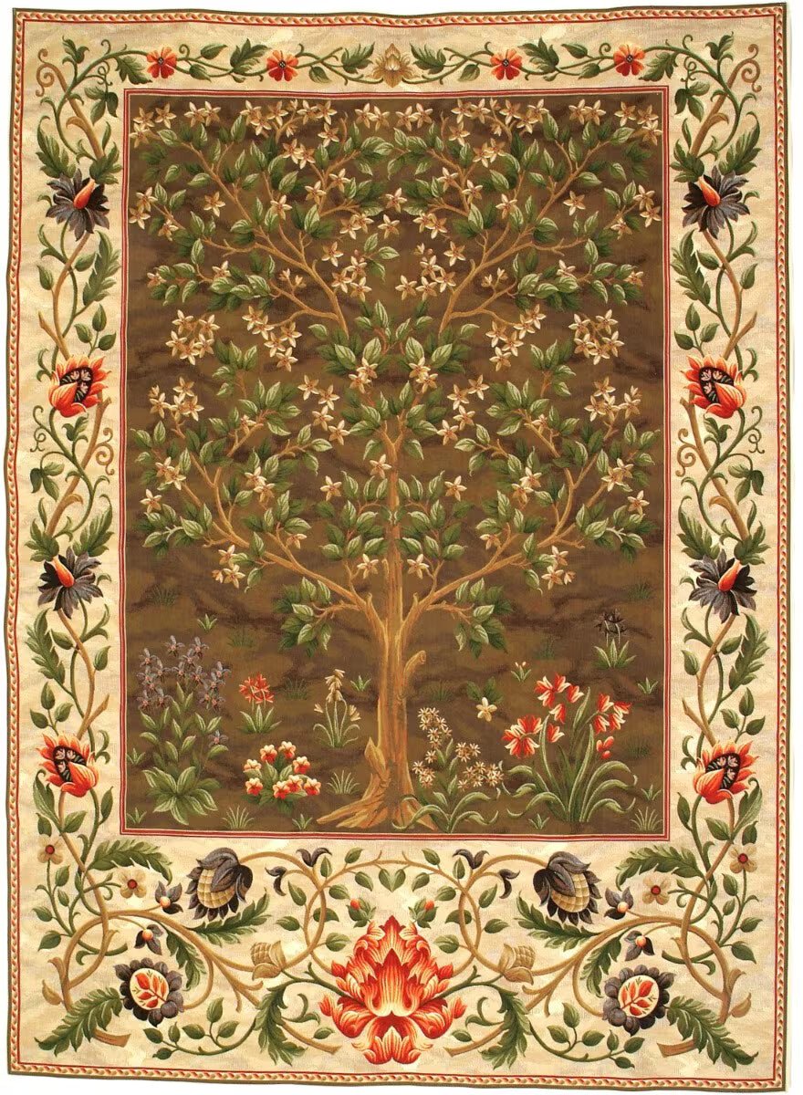 Tree of Life Loom Woven Tapestry - Brown - 92 x 70 cm - Rod Size 2 - Hines of Oxford - LW1454 - Morris Wallpaper