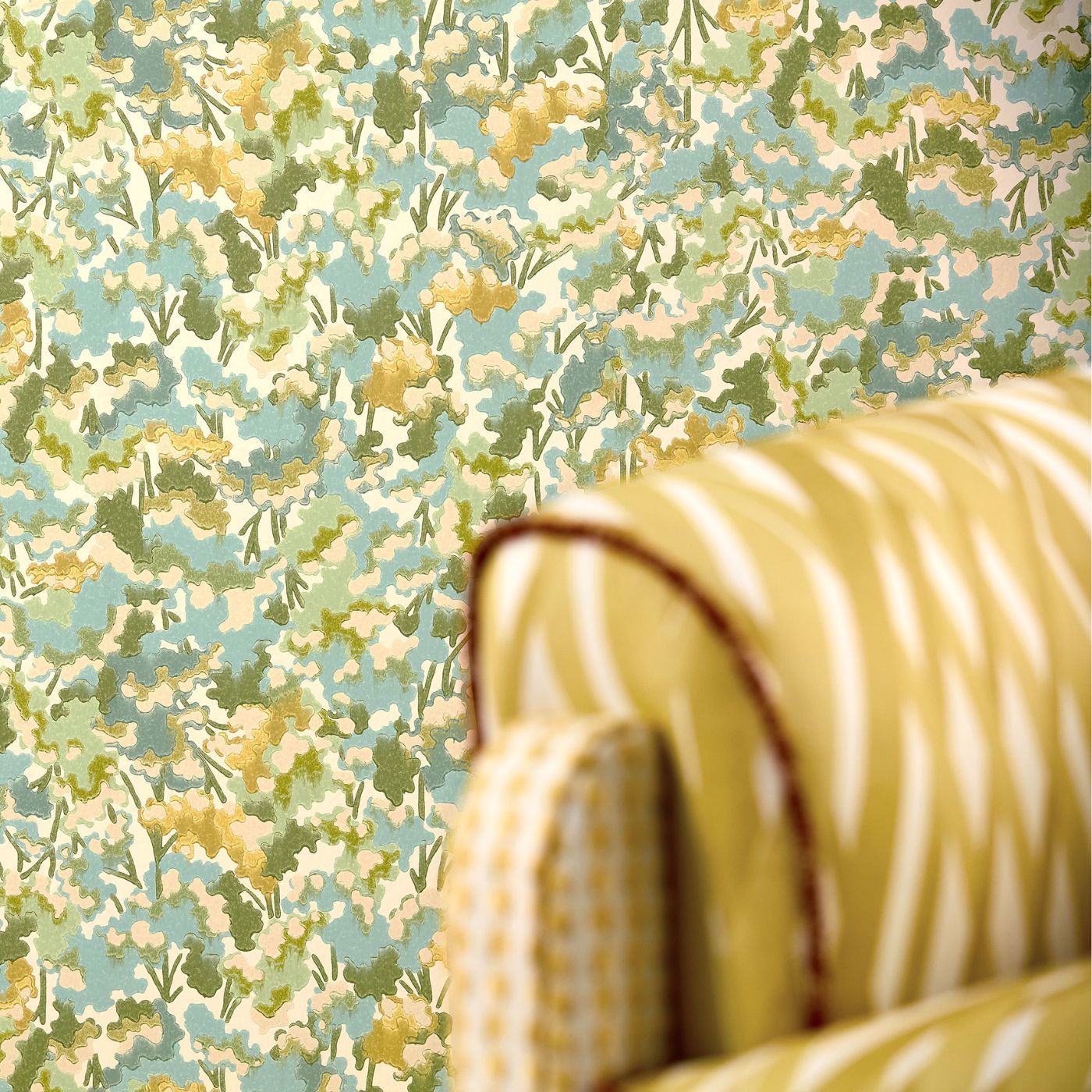 Tree Tops Wallpaper - Honey/Clover/Sky - Harlequin - HRTW113121 - Morris Wallpaper