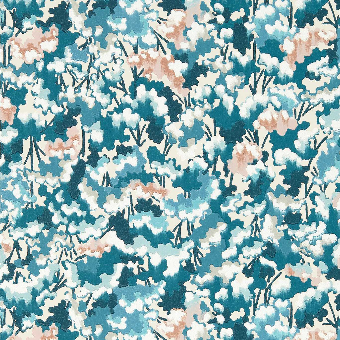 Tree Tops Wallpaper - Midnight/Positano/Cornflower - Harlequin - HRTW113122 - Morris Wallpaper