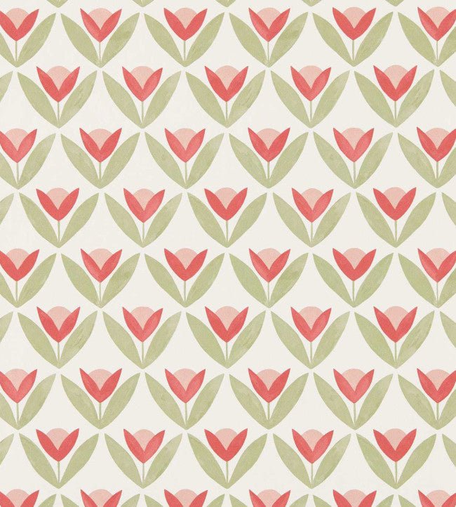 Tulip Trellis Wallpaper - Berry - Scion - NSCW113255 - Morris Wallpaper