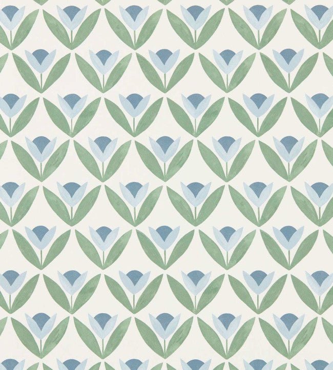 Tulip Trellis Wallpaper - Coast Blue - Scion - NSCW113257 - Morris Wallpaper