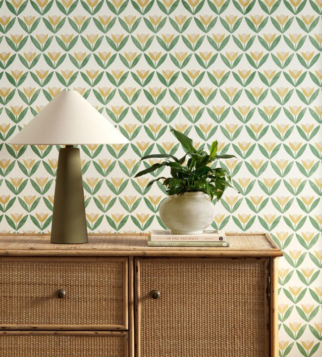 Tulip Trellis Wallpaper - Honey - Scion - NSCW113256 - Morris Wallpaper