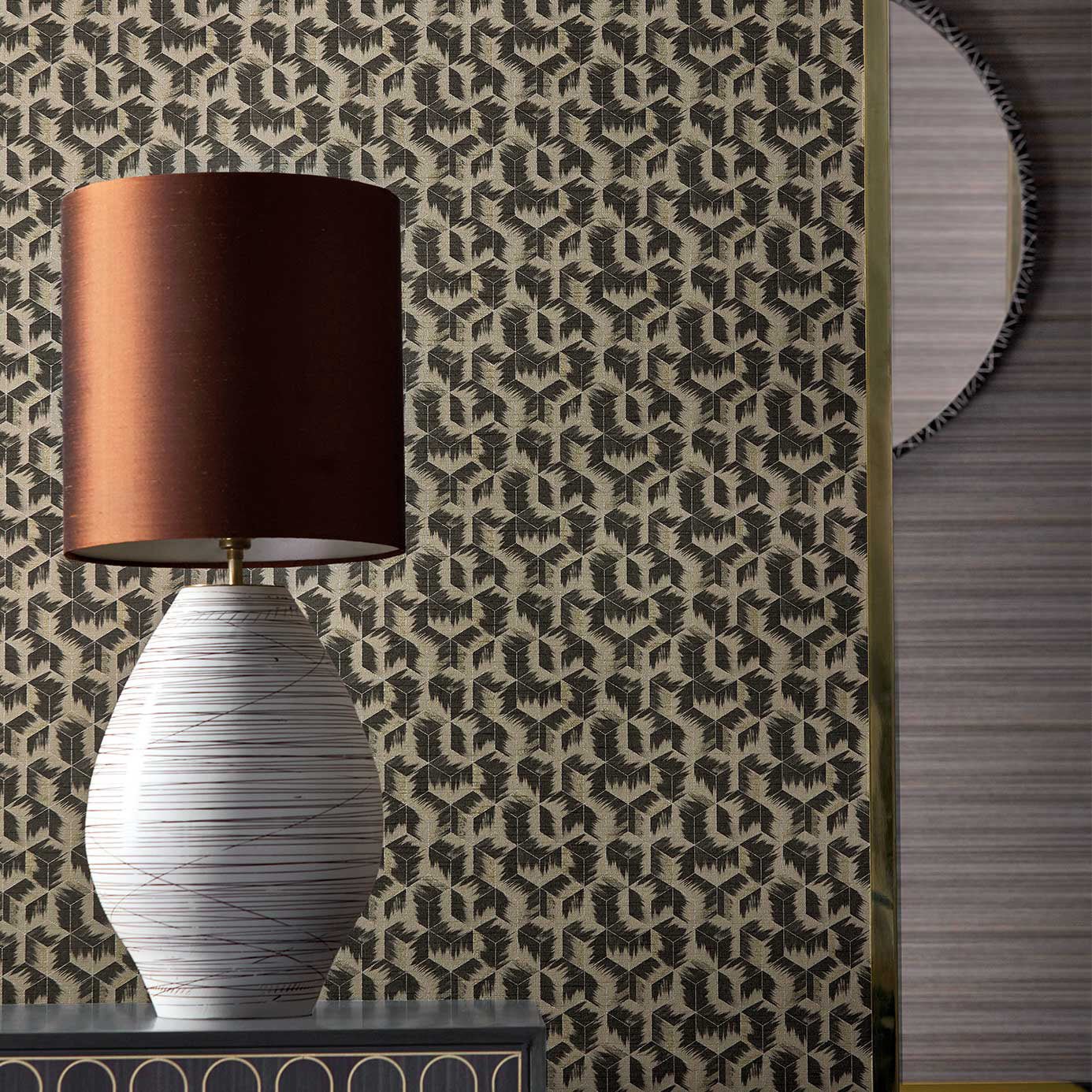 Tumbling Blocks Wallpaper - Stone - Zoffany - ZRHW312892 - Morris Wallpaper