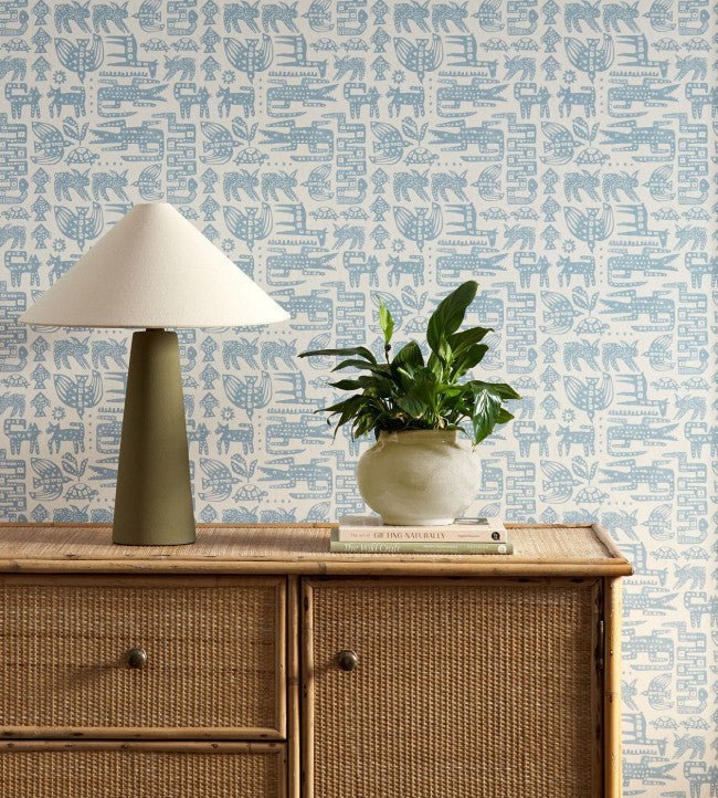 Twycross Wallpaper - Coast Blue - Scion - NSCW113288 - Morris Wallpaper