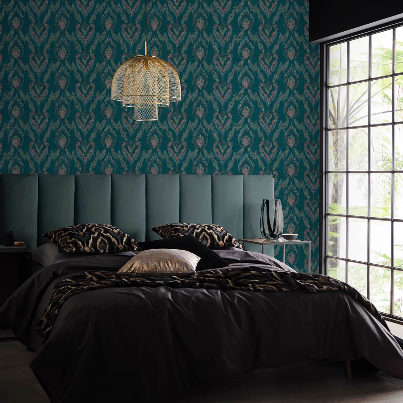 Velluto Wallpaper - Teal - Clarke & Clarke - W0170/03 - Morris Wallpaper