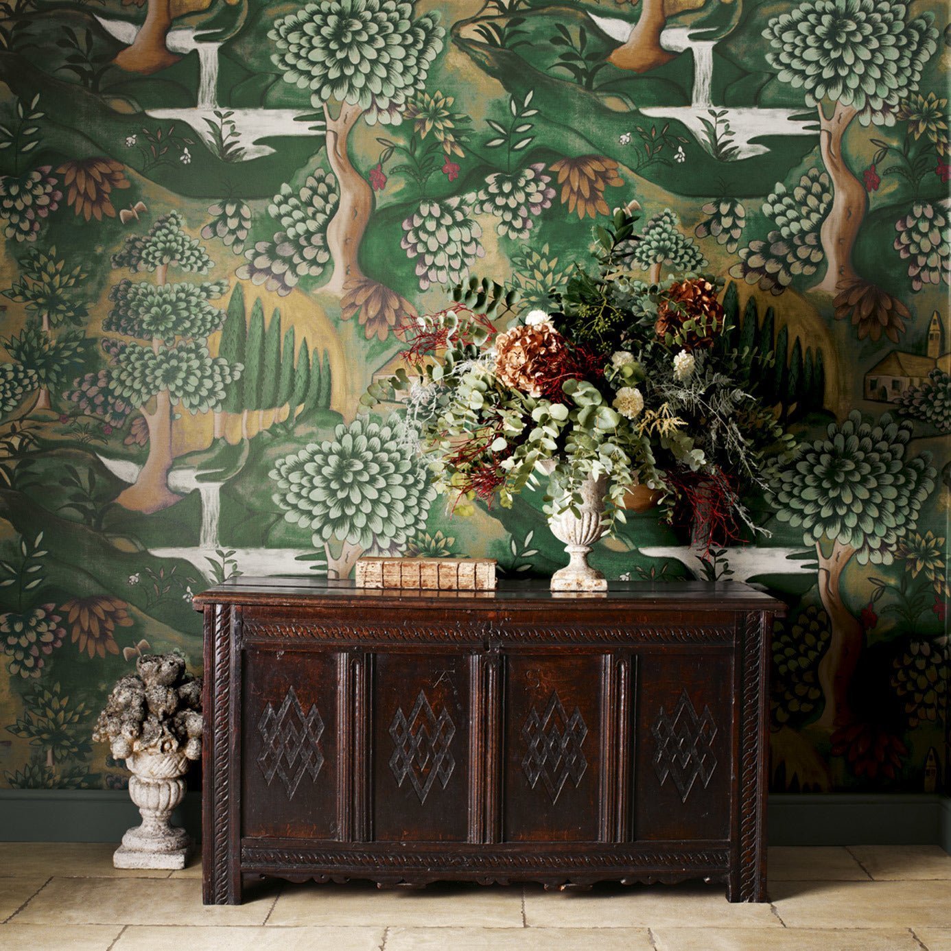 Verdure Wallpaper - Lead Blue - ZAMW310430 - Zoffany - Premier Wallcovering
