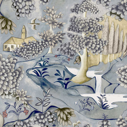 Verdure Wallpaper - Lead Blue - ZAMW310430 - Zoffany - Premier Wallcovering