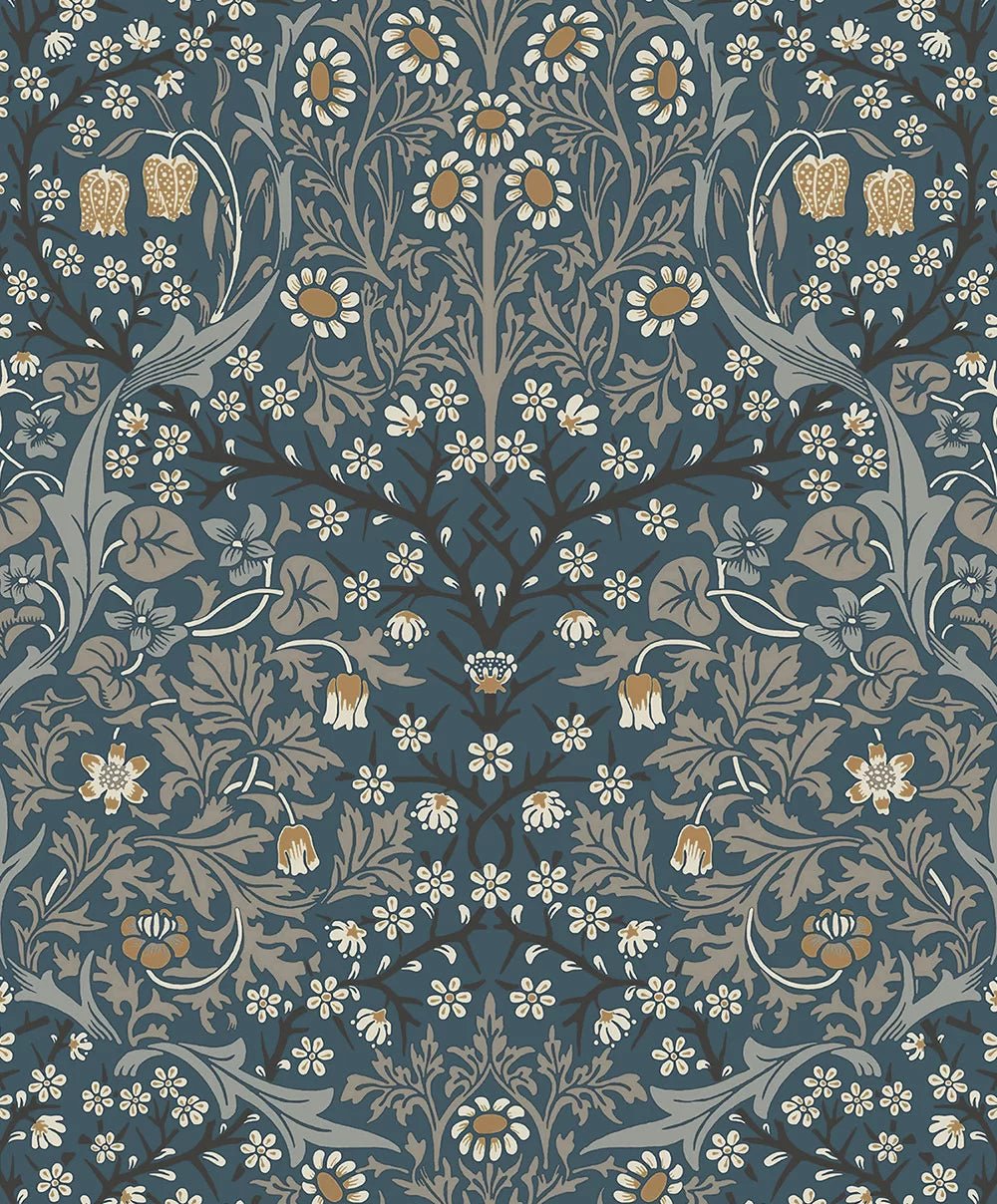 Victorian Garden Wallpaper - Navy Blue - NextWall - NW44512 - Morris Wallpaper