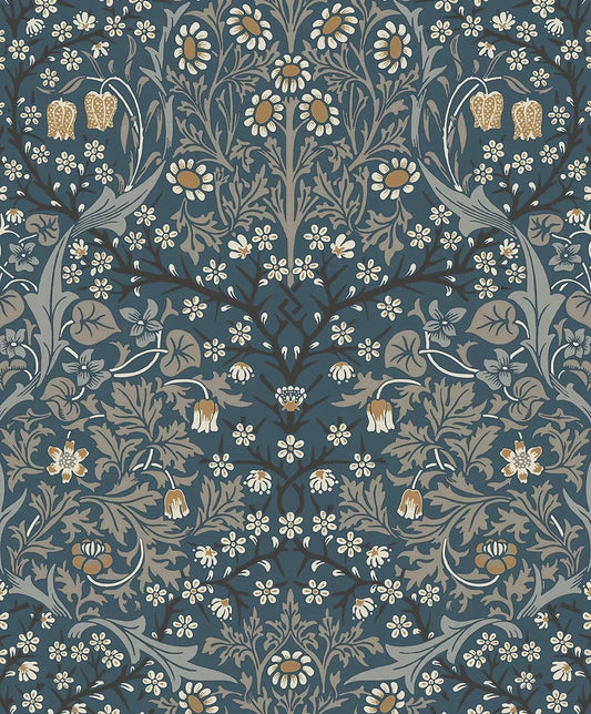 Victorian Garden Peel & Stick Wallpaper - Navy Blue - NW44512