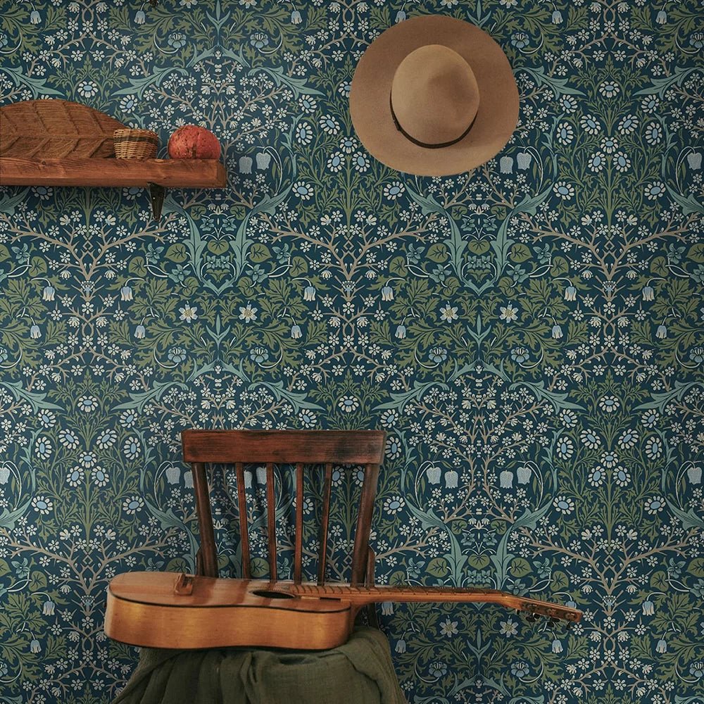 Victorian Garden Wallpaper - Teal - NextWall - NW44502 - Morris Wallpaper