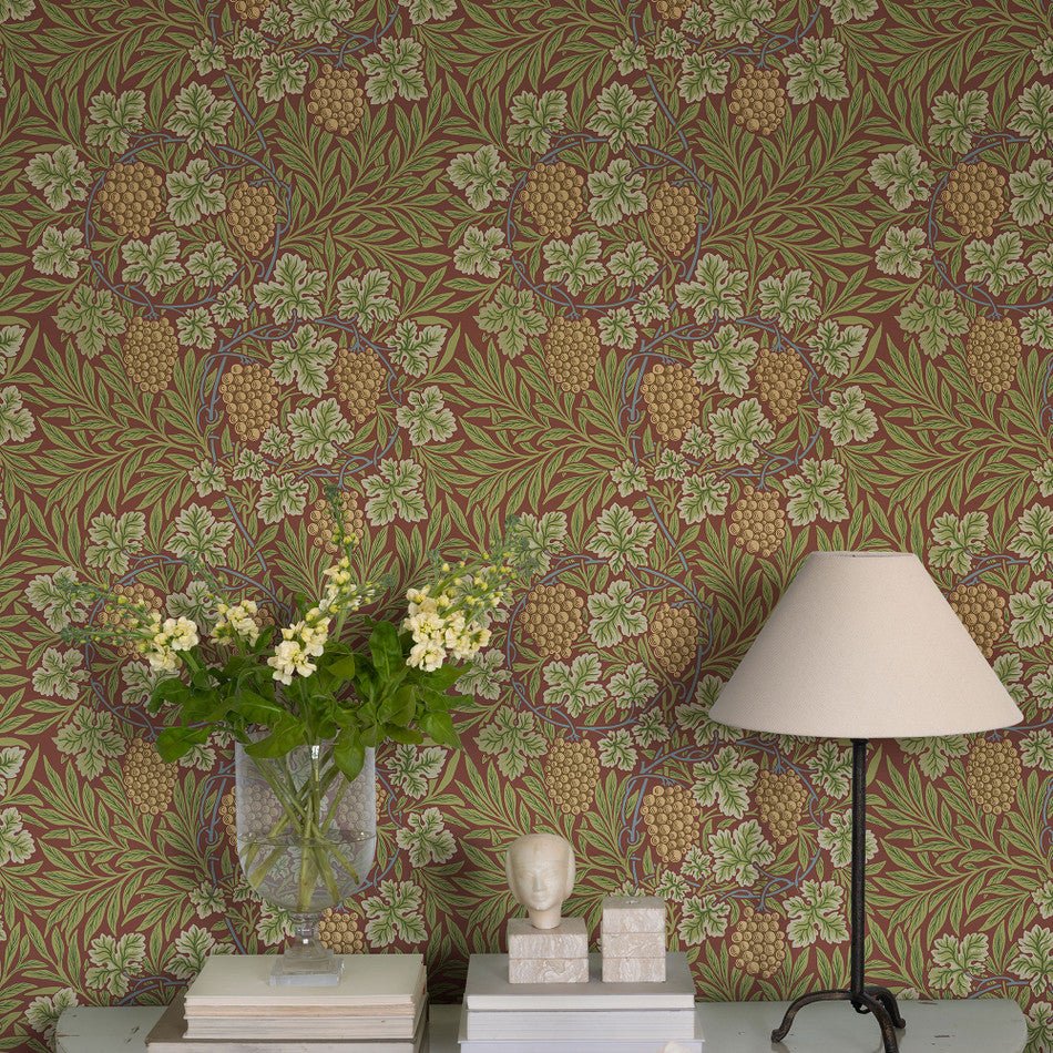 Vine Hidden Treasures Wallpaper - Red Green 82018 - Galerie - Morris Wallpaper