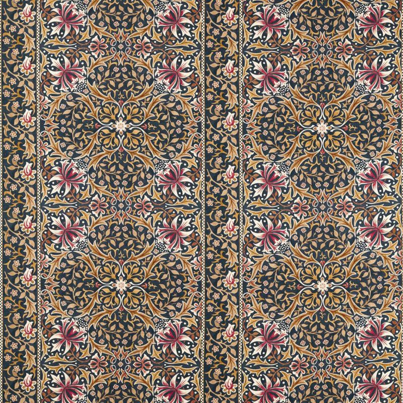 Walthamstow Fabric - Indigo/Gold - Morris & Co - 227364 - Morris Wallpaper