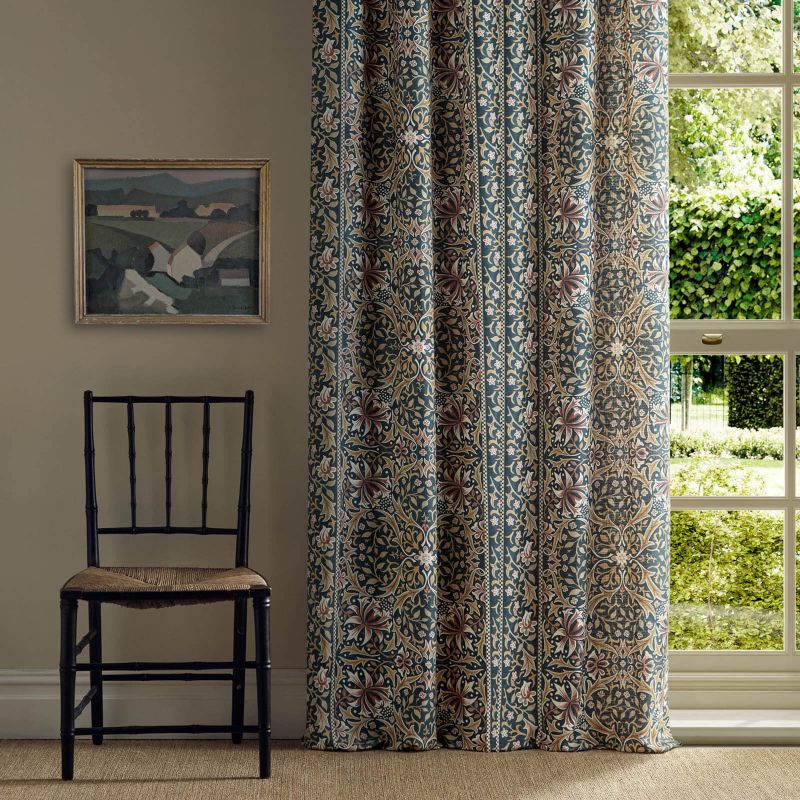 Walthamstow Fabric - Indigo/Gold - Morris & Co - 227364 - Morris Wallpaper