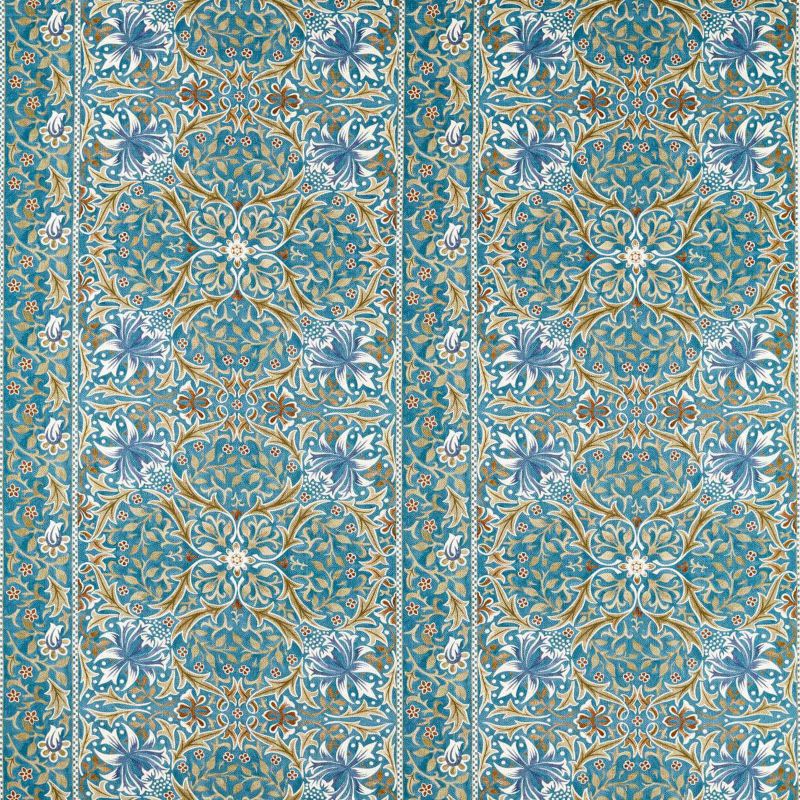 Walthamstow Fabric - Teal/Ochre - Morris & Co - 227365 - Morris Wallpaper