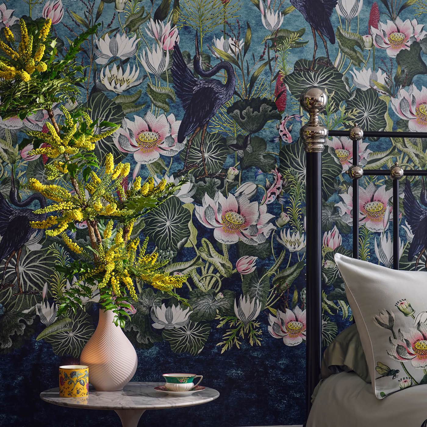 Waterlily Mural Wallpaper - Marine Banner - Clarke & Clarke - W0138/01 - Morris Wallpaper