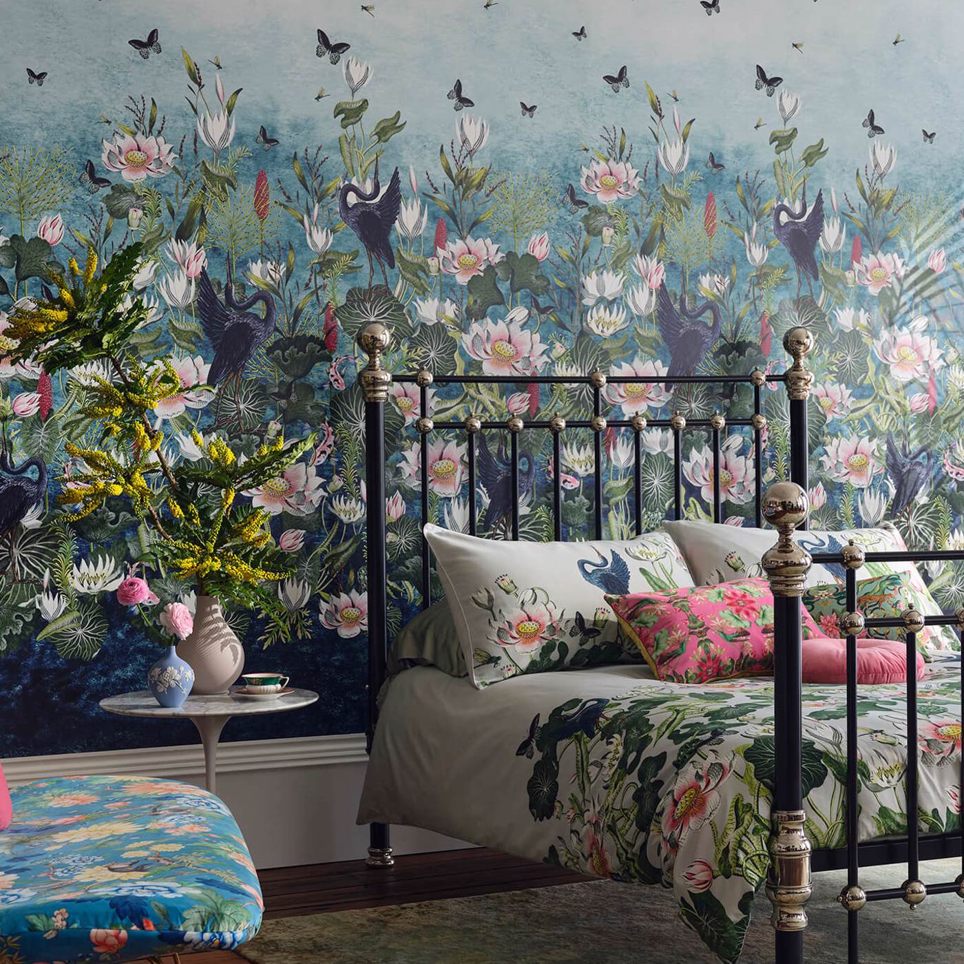 Waterlily Mural Wallpaper - Marine Banner - Clarke & Clarke - W0138/01 - Morris Wallpaper