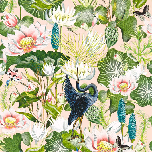 Waterlily Wallpaper - Blush - Clarke & Clarke - W0137/01 - Morris Wallpaper