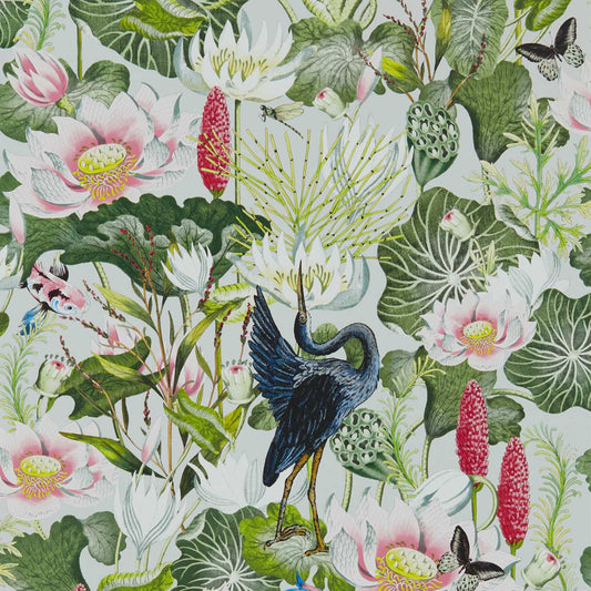 Waterlily Wallpaper - Dove - Clarke & Clarke - W0137/02 - Morris Wallpaper