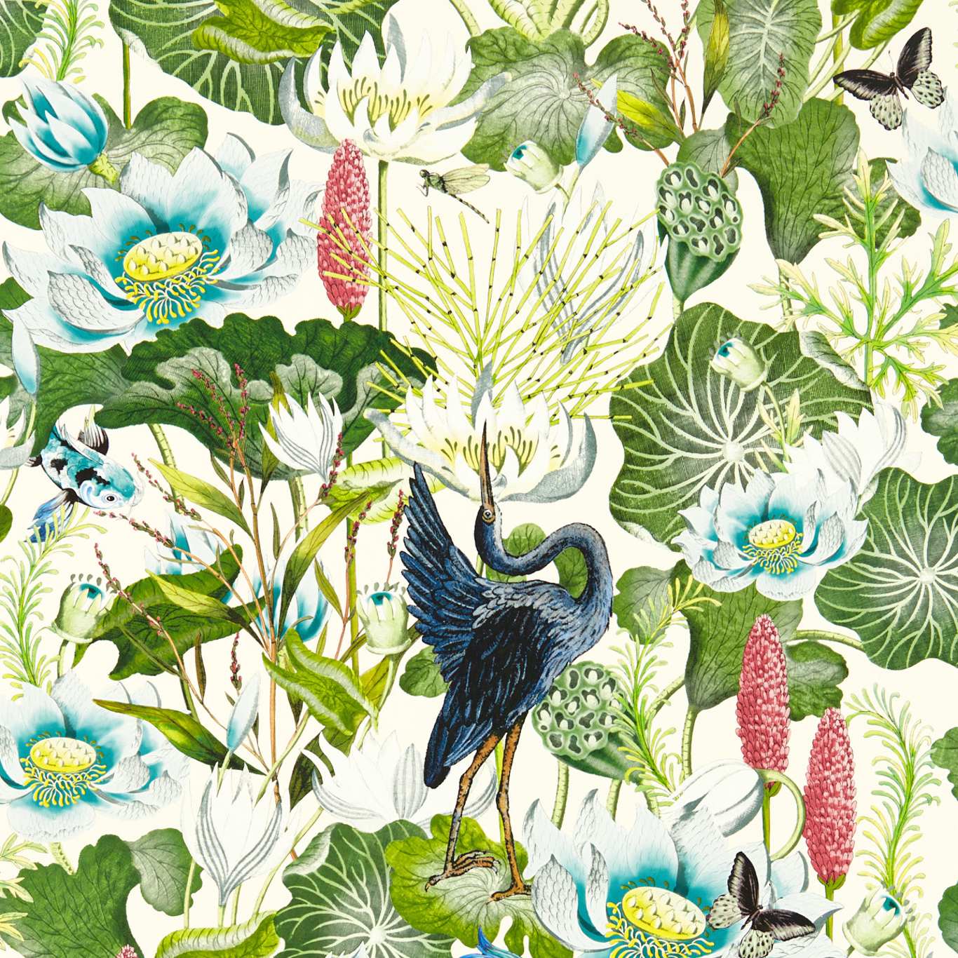 Waterlily Wallpaper - Ivory - Clarke & Clarke - W0137/03