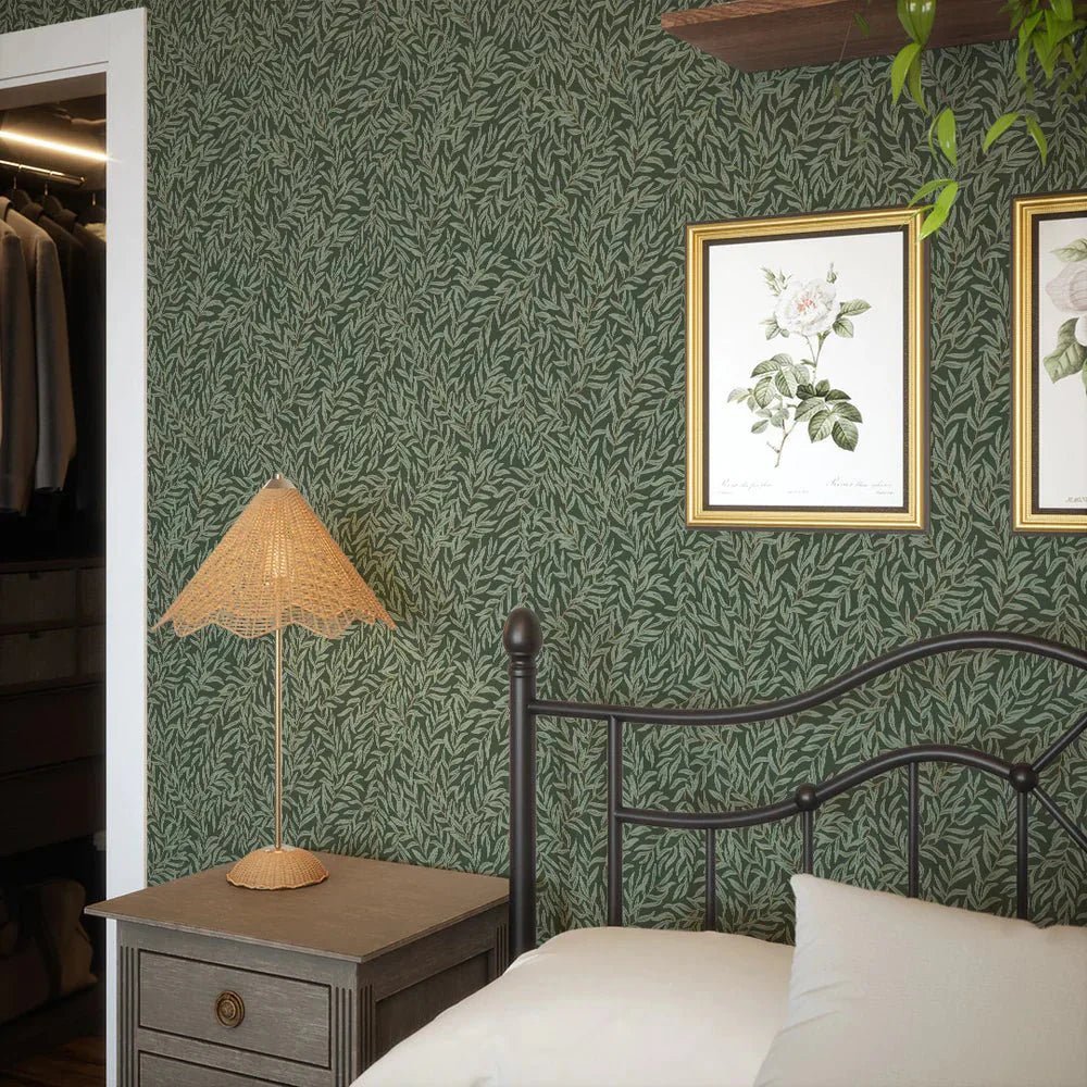 Whimsical Willow Wallpaper - Bayleaf on Juniper Green - LAN100028 - Lucie Annabel - Premier Wallcovering