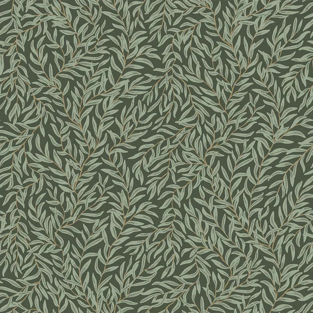 Whimsical Willow Wallpaper - Bayleaf on Juniper Green - LAN100028 - Lucie Annabel - Premier Wallcovering