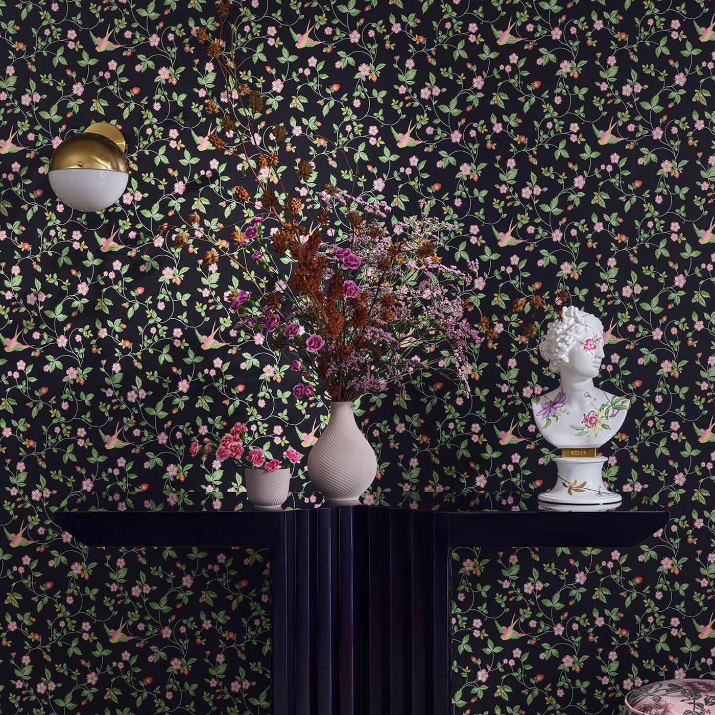 Wild Strawberry Wallpaper - Blush - Clarke & Clarke - W0135/01 - Morris Wallpaper