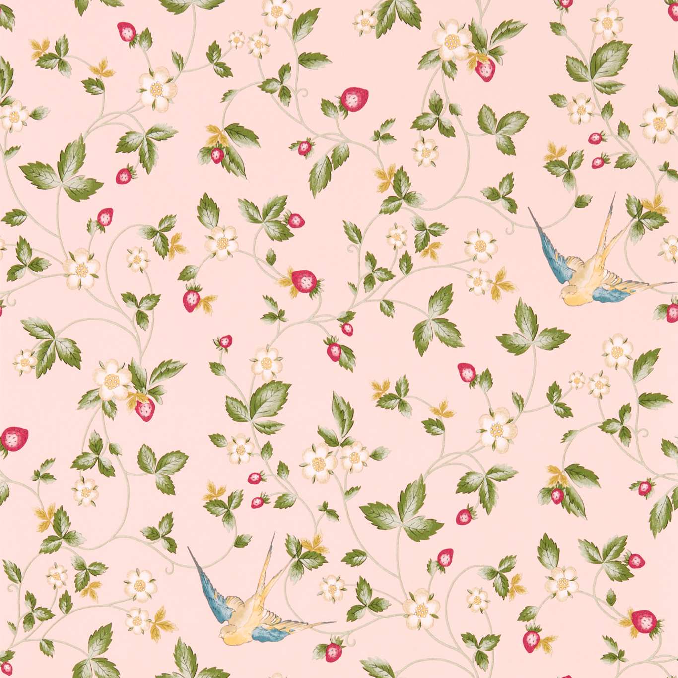 Wild Strawberry Wallpaper - Blush - Clarke & Clarke - W0135/01 - Morris Wallpaper