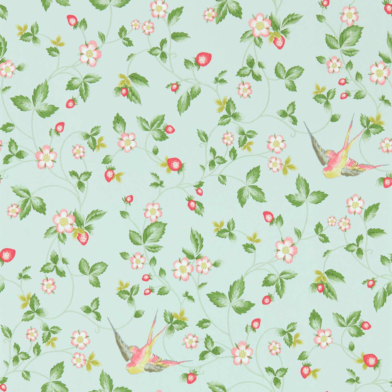 Wild Strawberry Wallpaper - Dove - Clarke & Clarke - W0135/02 - Morris Wallpaper