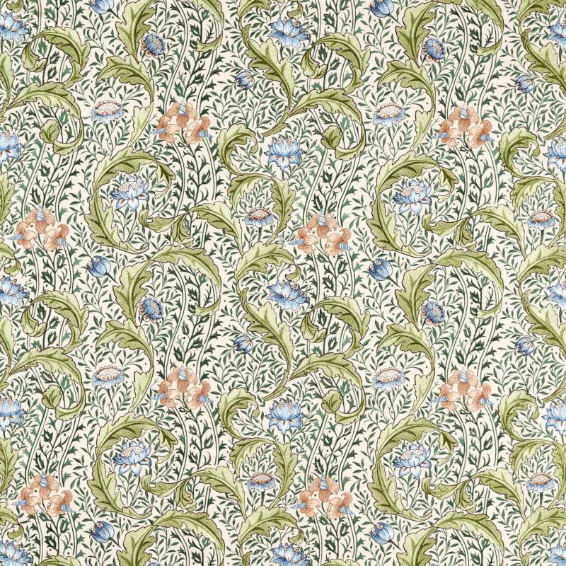 Wild Tulip & Vine Embroidery Fabric - Nettle/Woad - Morris & Co - 237665 - Morris Wallpaper