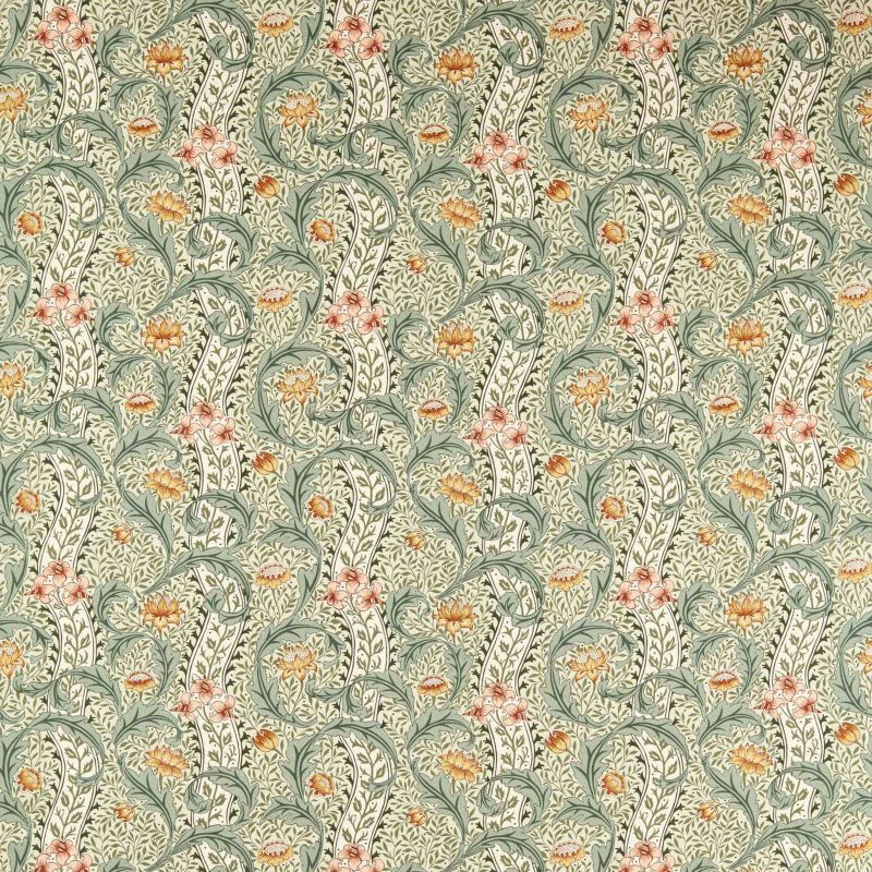 Wild Tulip & Vine Fabric - Bayleaf/Ochre - Morris & Co - 227378 - Morris Wallpaper
