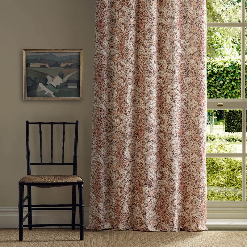 Wild Tulip & Vine Fabric - Linen/Plum - Morris & Co - 227377 - Morris Wallpaper